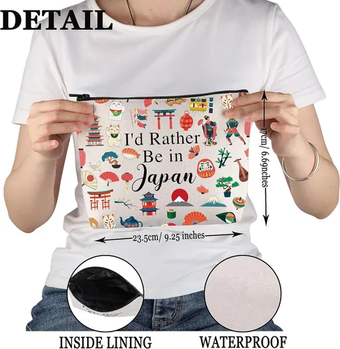 Vista 2 de PWHAOO Japón Travel Travel Gift I'd Rather Be in Japan Makeup Bag Japón Viaje Vacaciones Cosméticos Bolsa Japón Souvenir Gift, Más bien estar