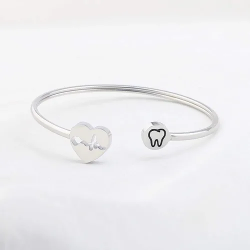 Vista 2 de WUSUANED Pulsera de collar de dentista, higienista dental, regalo de joyería para asistente dental, higienista dental, Acero inoxidable
