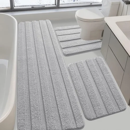 Vista 51 de IM HOME Tapetes de baño, felpa ultra suave, de microfibra esponjosa, absorbente, parte trasera antideslizante, lavable a máquina, tapetes para suelo