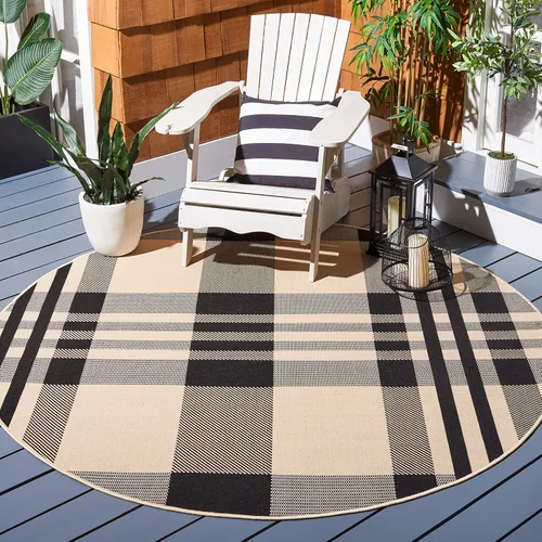Vista 63 de SAFAVIEH Alfombra Lavable para Exteriores Colección Courtyard - 2'3" x 4', Beige y Azul, Patrón a Cuadros, No Desprende Pelusa y Fácil Limpieza