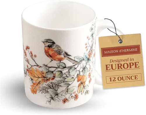 Vista 29 de Maison d' Hermine Taza de café con asas, tazas de porcelana fina de hueso, paquete de una taza de té para bebidas calientes, capuchino, latte