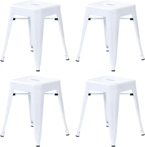 Vista 14 de Flash Furniture Silla de comedor de metal sin respaldo de 18 pulgadas Uso comercial, uso en interiores Negro