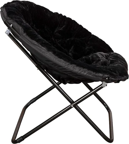 Vista 8 de EMMA + OLIVER Ersa - Silla plegable de gran tamaño de 38 pulgadas con tapicería de piel sintética acogedora en negro con marco de metal negro