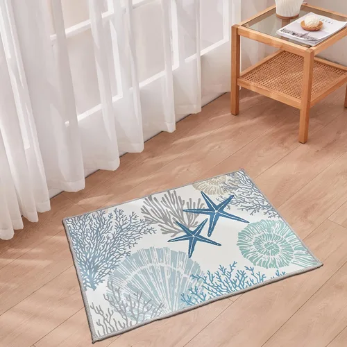 Vista 20 de Tritard Alfombra de área costera de 2 x 3 pulgadas - Pequeña alfombra plegable lavable a máquina, antideslizante, para entrada, alfombra de playa