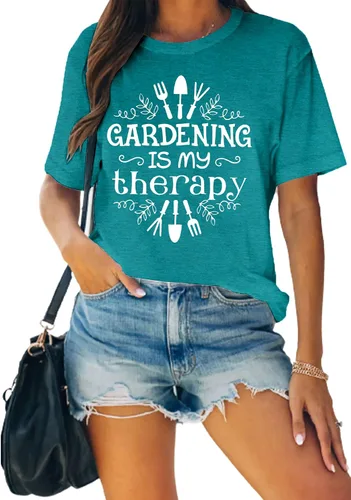 Vista 4 de MAIHUN Camisas de jardín para mujer, camiseta para amantes de las plantas, camiseta gráfica de jardinería, camisetas de regalo de jardinero