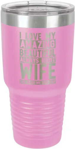 Vista 10 de OnlyGifts.com - Vaso con pajita y texto "I love my wife", 30 onzas, Negro