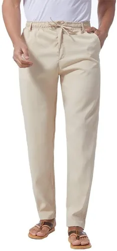 Vista 15 de Pantalones casuales de lino de algodón para hombre, pantalones sueltos de playa, pantalones largos de yoga ligeros