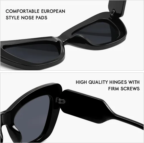 Vista 4 de HERJOUR Gafas de sol de gran tamaño de ojo de gato para mujer, moda grande, ojo de gato para mujer, gafas de sol AR82149