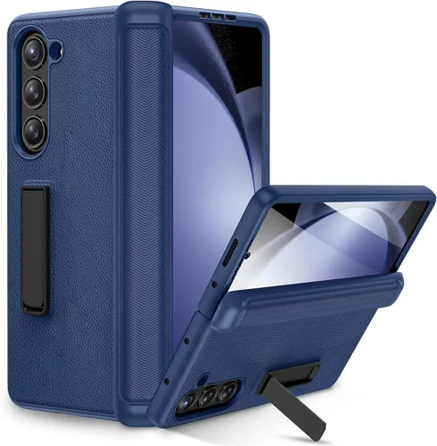 Vista 15 de Ruky Funda para Galaxy Z Fold 5 con protección de bisagra, carcasa de cuerpo completo con soporte magnético integrado y protector de pantalla