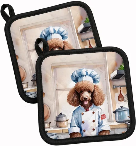 Vista 133 de Caroline's Treasures Coton de Tulear El Chef Par de Agarraderas de Ollas de Cocina Resistentes al Calor Juegos de Agarraderas de Ollas Almohadillas