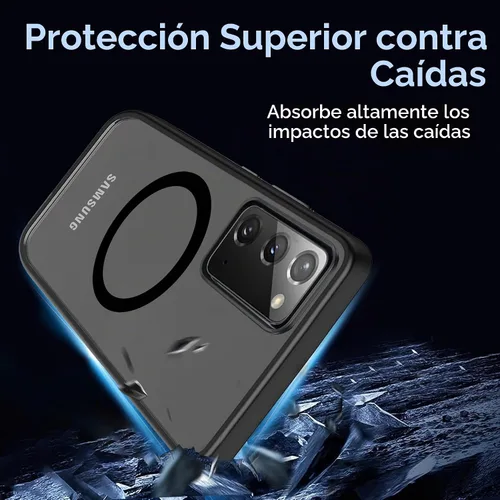 Vista 5 de Funda magnética para Samsung Galaxy Note 20 (6.7 pulgadas), compatible con MagSafe, parachoques de TPU suave + parte trasera transparente