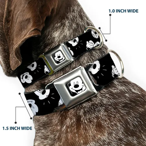 Vista 2 de Buckle-Down Collar de perro con hebilla de cinturón de seguridad, dálmatas para correr, patas, negro, gris, blanco, negro, 1 pulgada de ancho, se