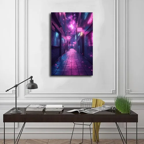 Vista 3 de 80s Inspired Neon Futuristic Poster – Retro Sci-Fi Glow Art – Unique Synthwave Home & Office Décor Canvas Poster Wall Art Decor Print Picture