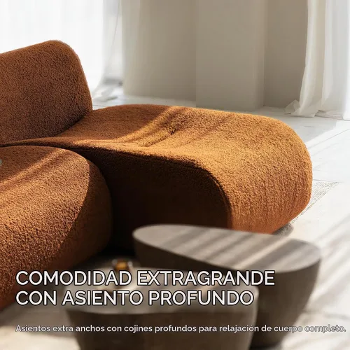 Vista 6 de Sofá Boneless de 3 plazas con juego de diván, sofá modular de 92 pulgadas, sofás reversibles en forma de L con asiento profundo, sofás de sherpa