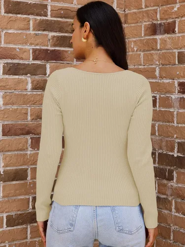 Vista 17 de LILLUSORY Ropa de otoño con nudo torcido 2025 para mujer, trajes de moda con parte superior acanalada de manga larga