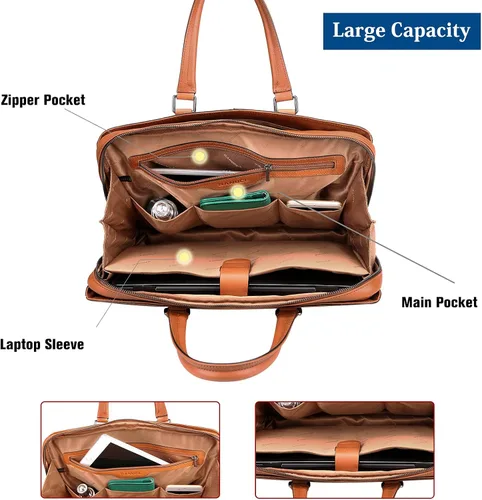 Vista 7 de Banuce Maletín de cuero italiano de grano completo para hombres 14 pulgadas bolsas de viaje Bolsas de negocios bolsa de viaje bolsa de accesorios