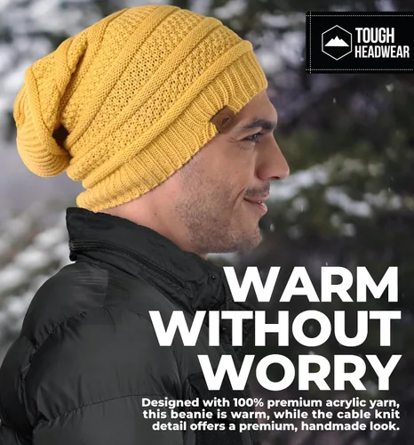 Vista 28 de Slouchy Cable tejido Gorro de lana por Tough Headwear – Gorro de lana de gran tamaño Sombreros Gorros Graves Sombreros Para Hombres y Mujeres