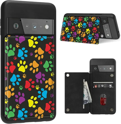 Vista 16 de Funda para Google Pixel 6 Pro con ranura para tarjetero, funda de piel sintética, doble cierre magnético y cubierta duradera de poliuretano girasol