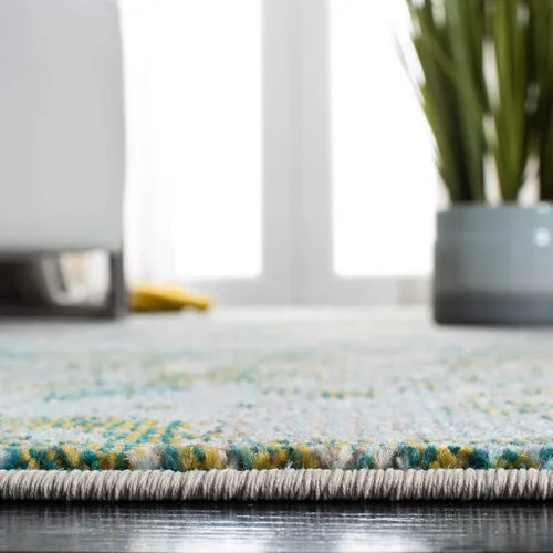Vista 3 de SAFAVIEH Madison Collection - Alfombra decorativa de 2 pies 2 pulgadas x 4 pies, verde y azul, diseño abstracto moderno, no desprende pelusa