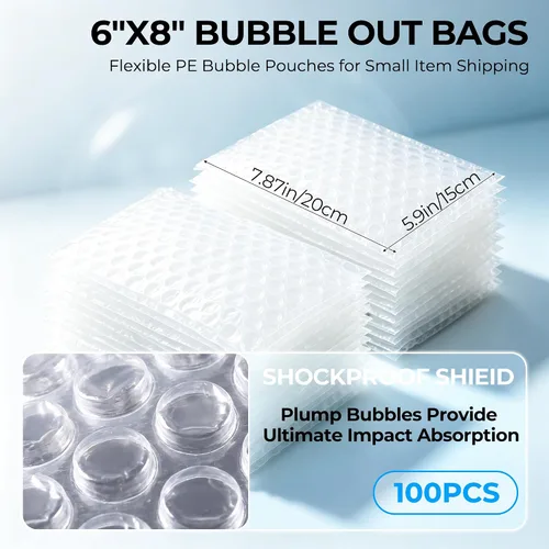 Vista 2 de Paquete de 100 bolsas de burbujas de 6 x 8 pulgadas, bolsas de burbujas