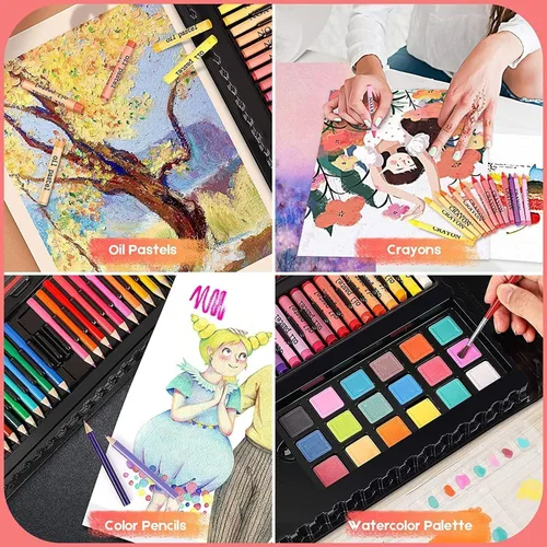 Vista 3 de Suministros de Arte, Set de Arte de 297 Piezas Kit de Dibujo para Niñas Niños Artistas, Caja de Regalo de Arte de Lujo con Caballete Plegable