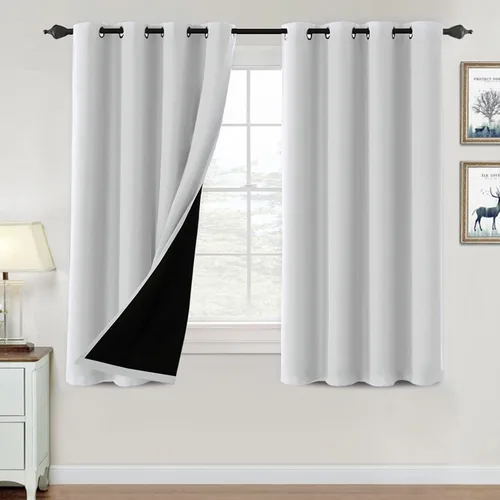Vista 129 de H.VERSAILTEX Cortinas 100% de opacidad para dormitorio, con aislamiento térmico, cortinas opacas de 63 pulgadas de largo, cortinas de bloqueo