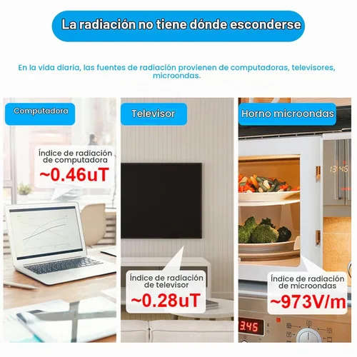 Vista 4 de AceFox Detector de EMF para Detectar EF RF MF, Pantalla LCD Digital, Mide uT mG/V/m pW/cm², Medidor de EMF Recargable 3-en-1 para Inspecciones