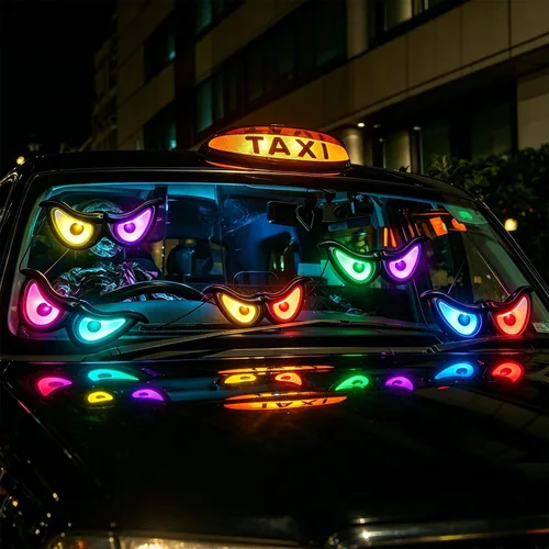 Vista 3 de WATERGLIDE - Luces intermitentes de ojos escalofriantes de Halloween, 5 pares de luces que funcionan con pilas, cambio de color automático