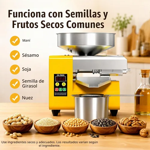 Vista 5 de Máquina eléctrica de prensa de aceite de 1800 W, extractor automático de aceite de acero inoxidable con temperatura ajustable para el hogar