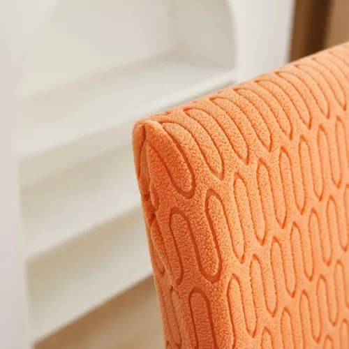 Vista 4 de Juego de 6 fundas elásticas para sillas – Fundas extraíbles para sillas de comedor, fundas protectoras de terciopelo lavables a prueba de polvo