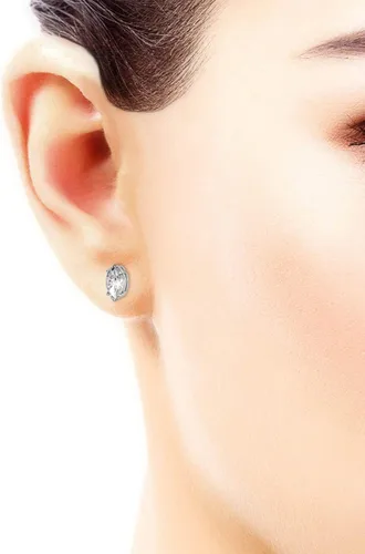 Vista 5 de Aretes de oro blanco de 14 quilates de moissanita de Charles & Colvard de 0.315x0.157 in marquesa 1.00cttw DEW