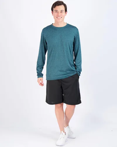 Vista 5 de Paquete de 4unidades camisetas Dry-Fit de manga larga para hombre que absorben la humedad, con protección solar ultravioleta, camiseta deportiva