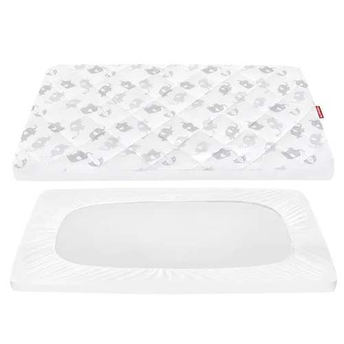Vista 13 de Sábanas ajustables para Pack and Play, transpirables, gruesas, parque de juegos con estampado encantador 39"×27"×5", compatible con Graco Pack n