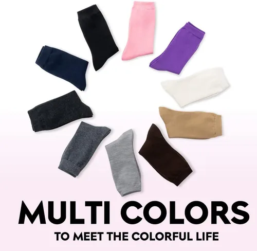 Vista 5 de LIXIA Calcetines finos de lana merino para mujer, media pantorrilla, ligeros, acogedores, cálidos, transpirables, multicolor, para uso diario