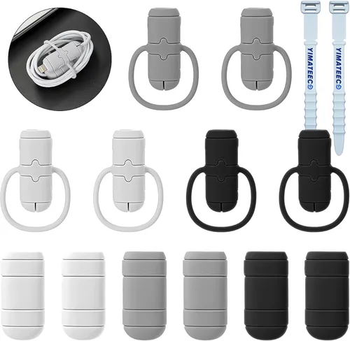 Vista 8 de Protectores de cable de carga, 6 piezas 2 en 1 de silicona de doble extremo compatible con cables de iPhone Android con USB-C tipo C, funda