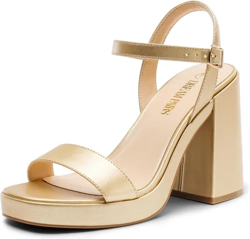 Vista 14 de DREAM PAIRS Sandalias de tacón para mujer con plataforma gruesa