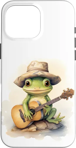 Vista 20 de Cute Little Green Frog Playing Guitar Case for iPhone 16