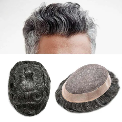 Vista 78 de LOVIN - Sistema de cabello humano para hombres, postizo fino de encaje mono para hombre, prótesis masculina de piel de polietileno alrededor
