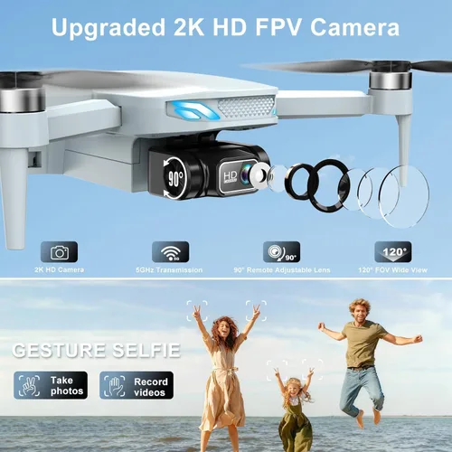 Vista 2 de Drone 2K con cámara para adultos y principiantes, mini dron con 2