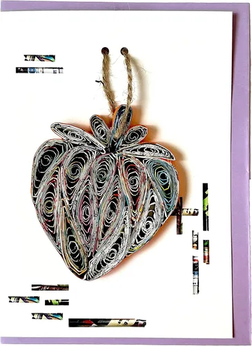 Vista 6 de Strawberry Quilling Ornament Card, Recycled Christmas Blank Card