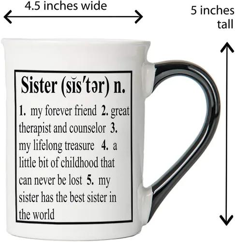 Vista 3 de Regalos para hermanas, taza de café de cerámica de 16 onzas, taza de café para la mejor hermana del mundo, regalos para hermanas de hermana, regalos