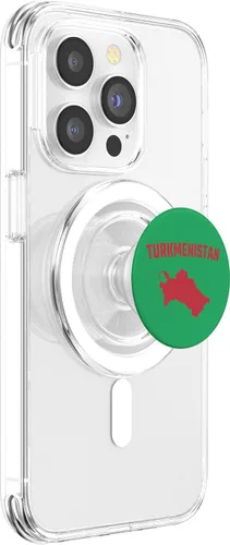 Vista 3 de Isolated red silhouette of a map of Turkmenistan PopSockets MagSafe PopGrip for iPhone