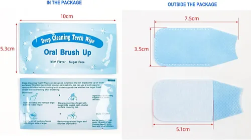 Vista 4 de Cepillo de dientes de limpieza profunda, 100 unidades, toallitas blanqueadoras para cepillos orales, sabor menta