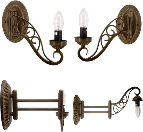 Vista 2 de WERFACTORY Tiffany Lámpara de pared con brazo oscilante para enchufar, luz azul mar, estilo libélula W8L19 pulgadas, serie S147