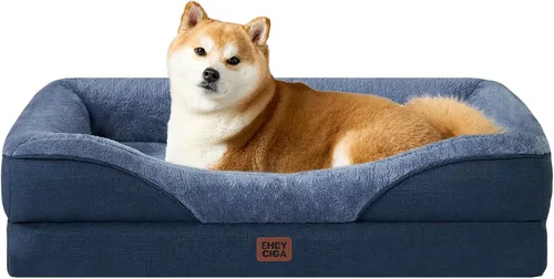 Vista 44 de EHEYCIGA Cama ortopédica para perros medianos, sofá cama de espuma viscoelástica con lados, forro impermeable y funda extraíble lavable, sofá