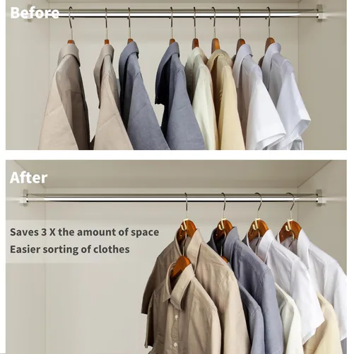 Vista 2 de 50 ganchos para colgar para colgar ropa, ahorro de espacio para ropa. Ganchos para colgar ahorran espacio. Gancho de conector para colgar perchas