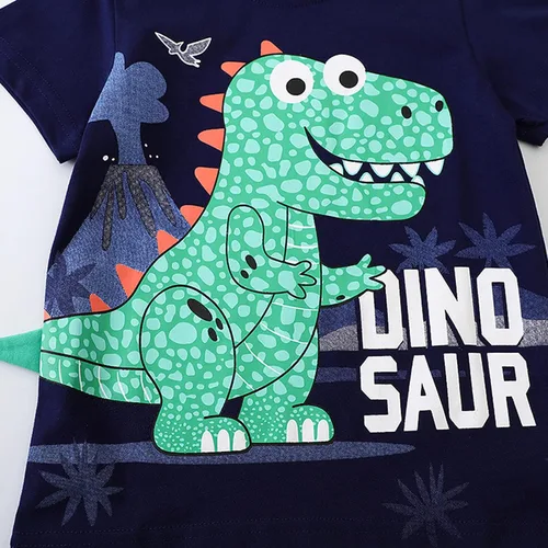 Vista 4 de Conjunto de ropa de verano para bebés y niños pequeños de 1 a 6 años de edad, camisetas de dinosaurio de manga corta con estampado de squama