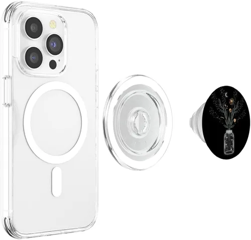 Vista 3 de Galaxy Flower Stars Cielo Noche Luna Espacio Exterior Regalo PopSockets MagSafe PopGrip para iPhone