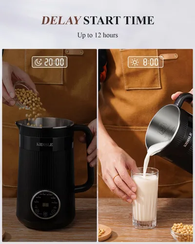 Vista 10 de KIDISLE Máquina Automática de 32oz para Leche de Soja Casera de Almendra, Avena, Coco, Soja, Leches a Base de Plantas y Bebidas Sin Lácteos