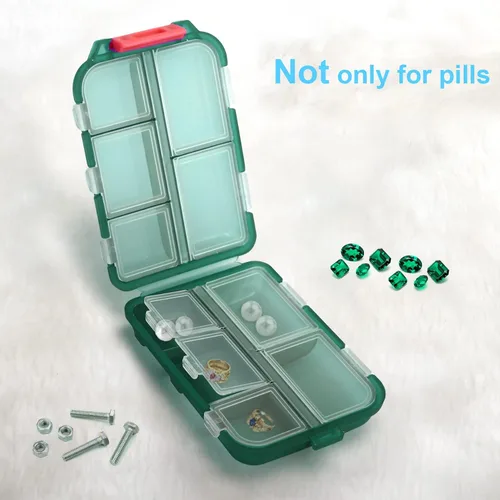 Vista 5 de Pastillero de viaje pequeño, 2 unidades, lindo organizador de píldoras, organizador de medicamentos portátil de viaje, contenedor de píldoras